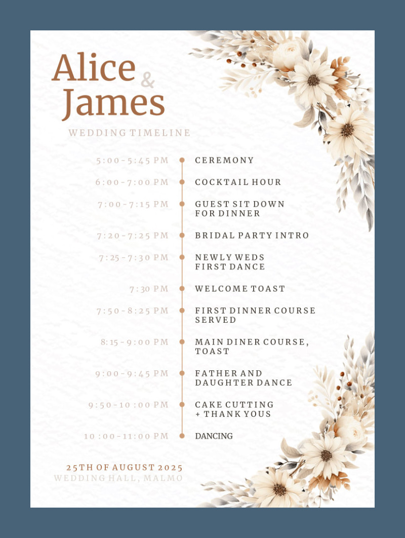 Wedding Schedule Template Example Wedding Schedule Template Example