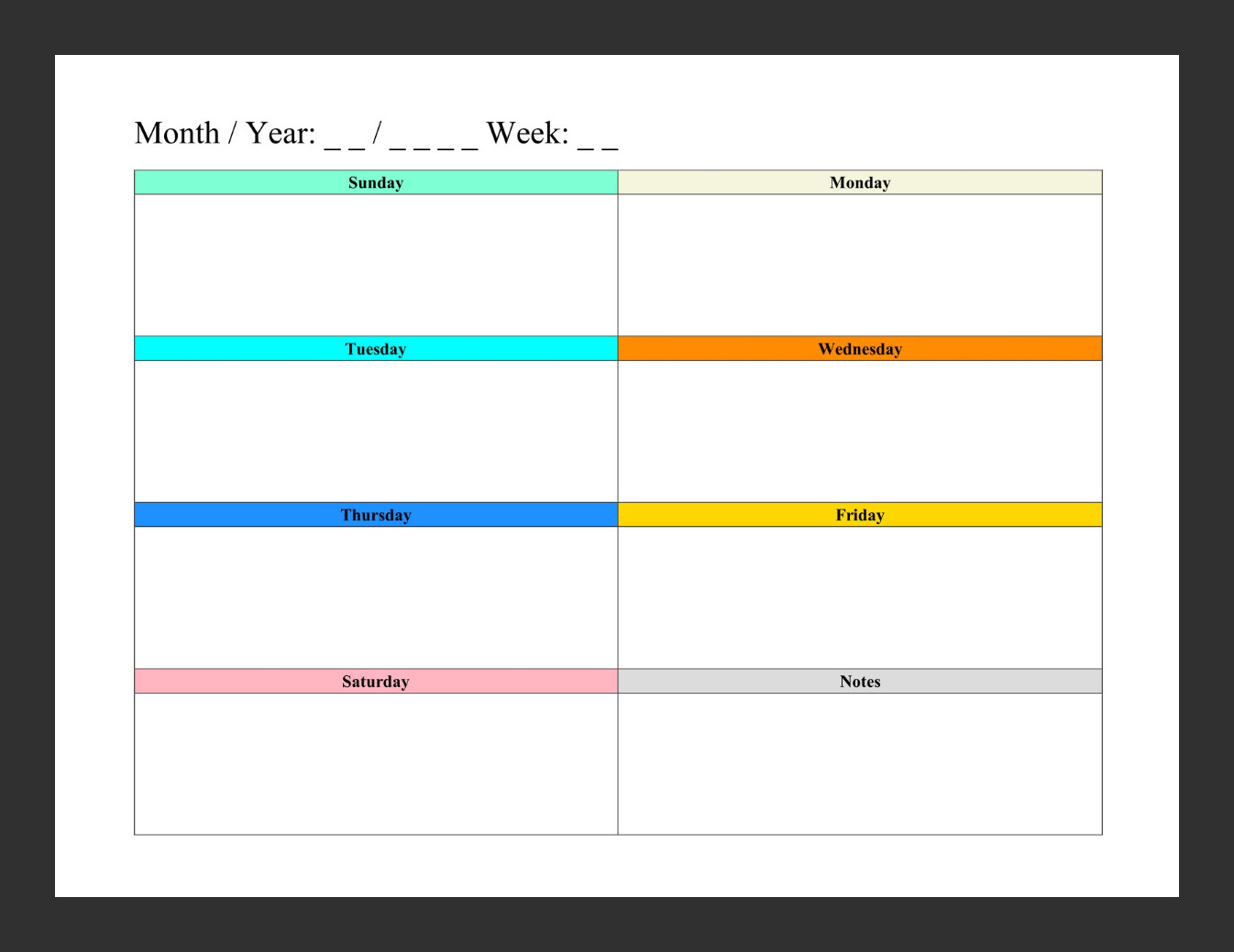Weekly Calendar Template Example Weekly Calendar Template Example