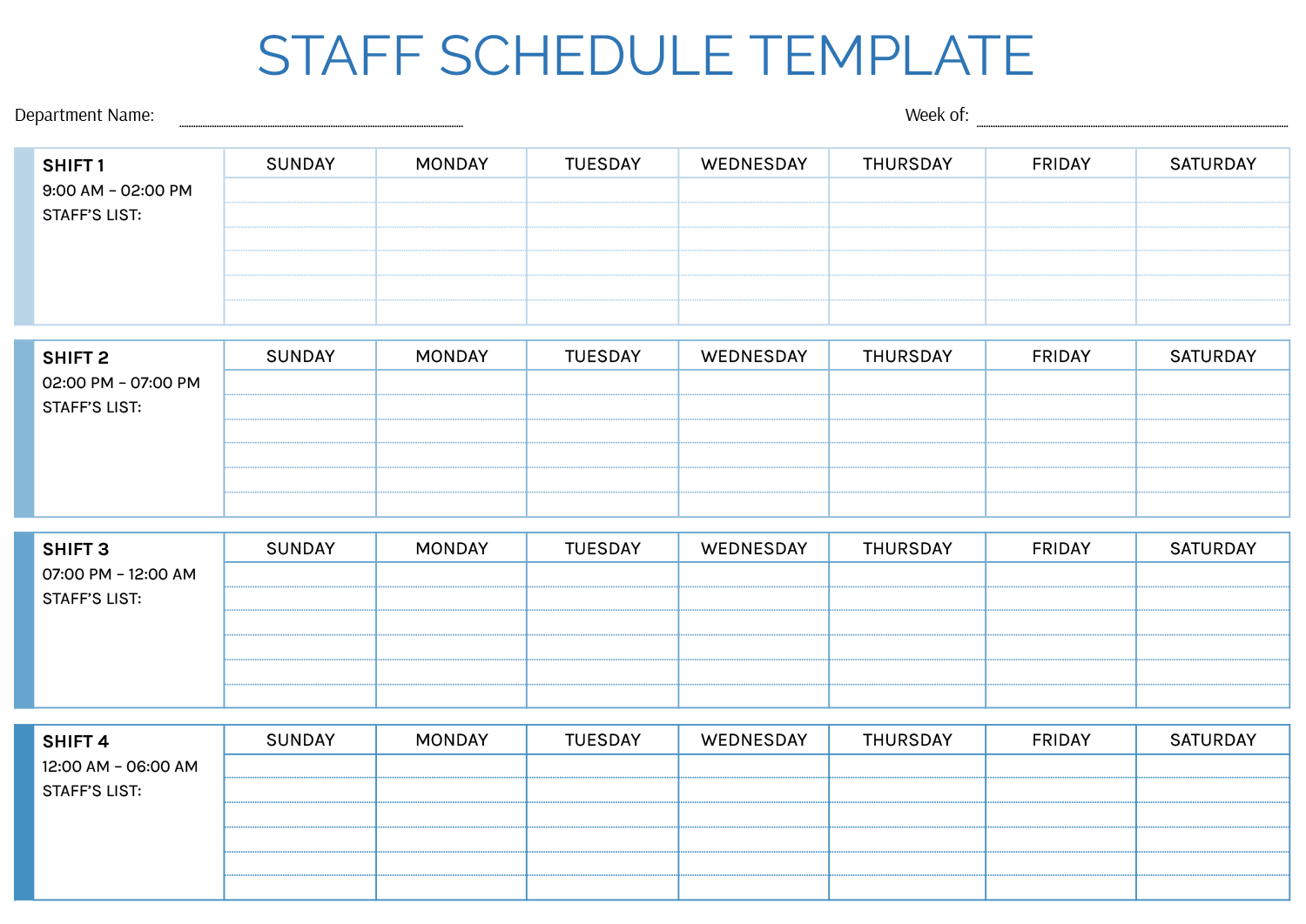 Weekly Staff Schedule Template Example Weekly Staff Schedule Template Example
