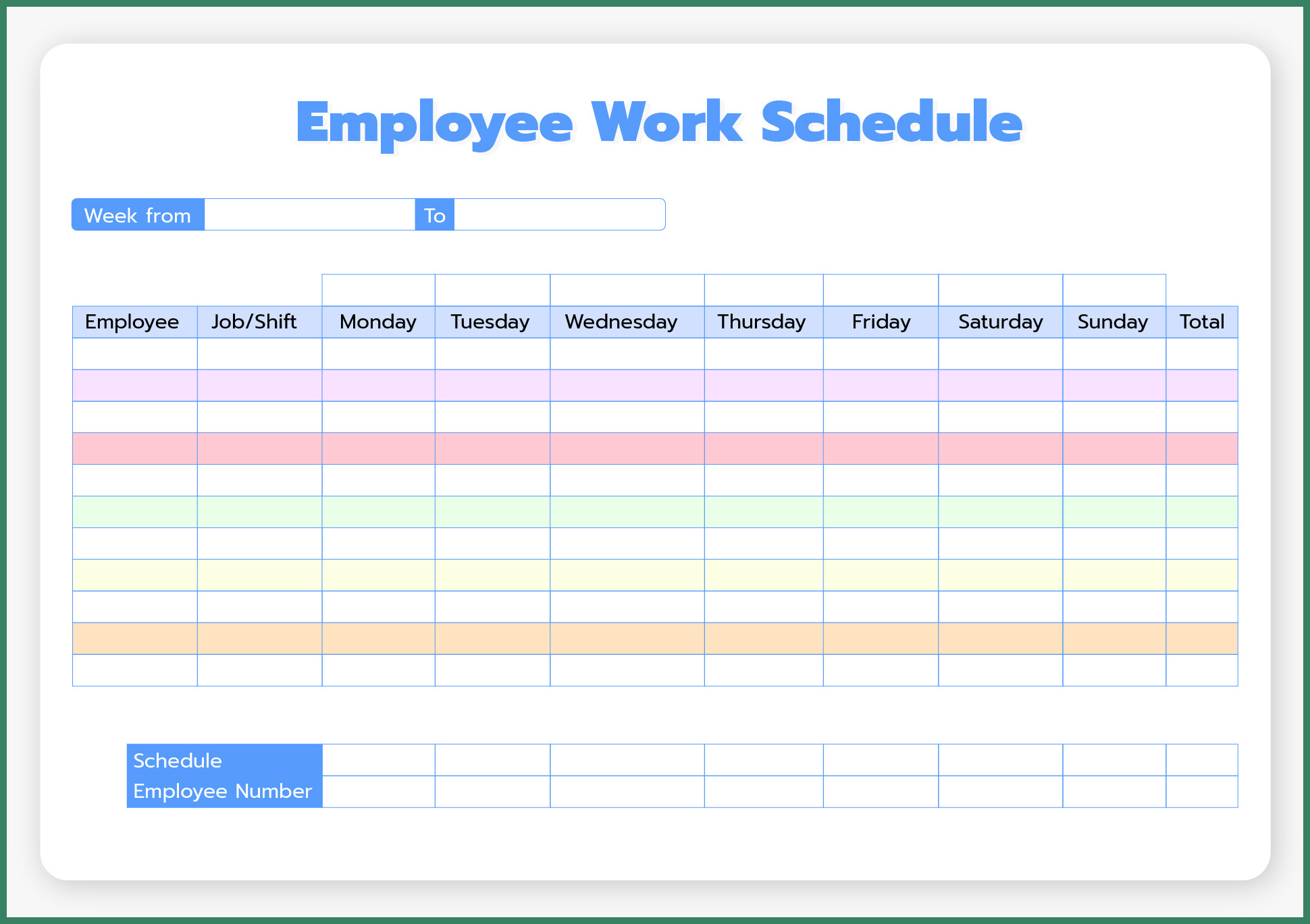 Weekly Staff Schedule Template Sample Weekly Staff Schedule Template Sample