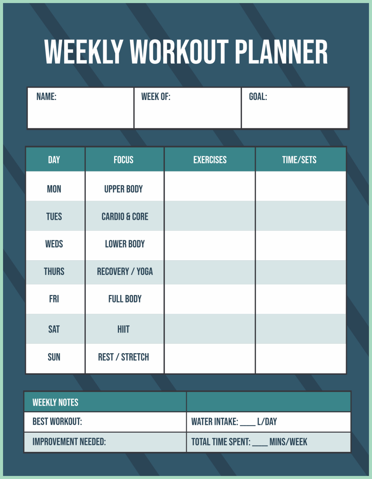 Workout Schedule Template Workout Schedule Template
