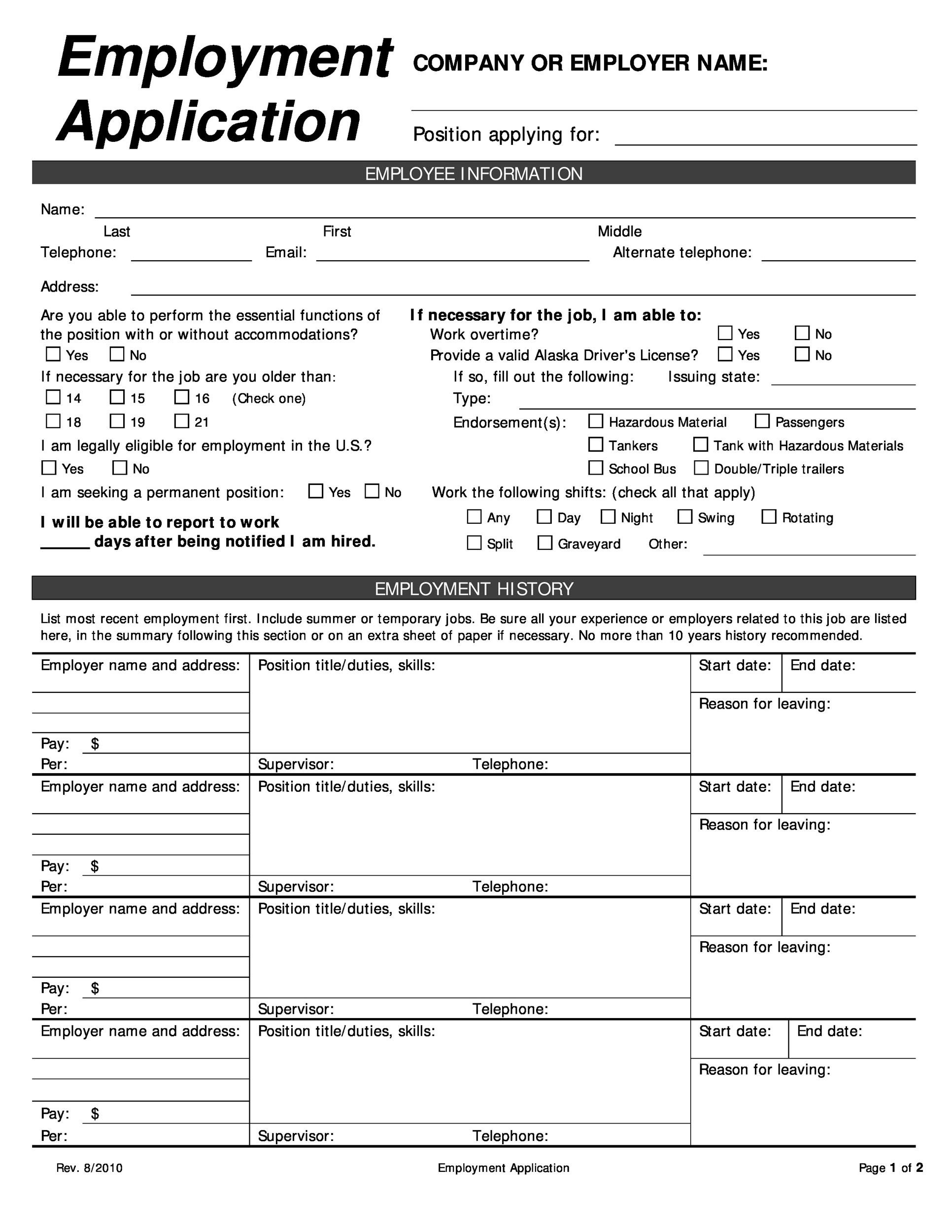 blank employment application word document blank employment application word document