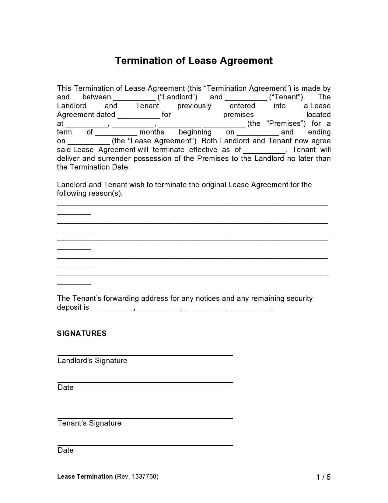 blank lease termination form