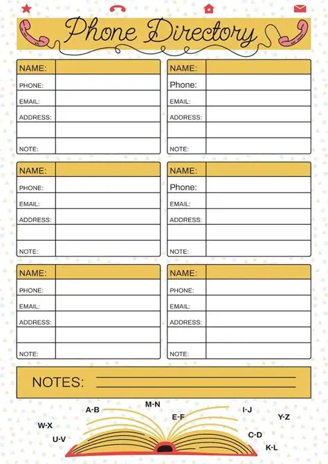 contact directory template contact directory template