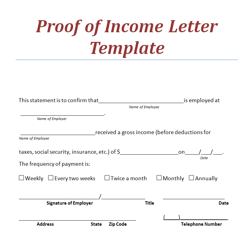 employee proof of income letter employee proof of income letter