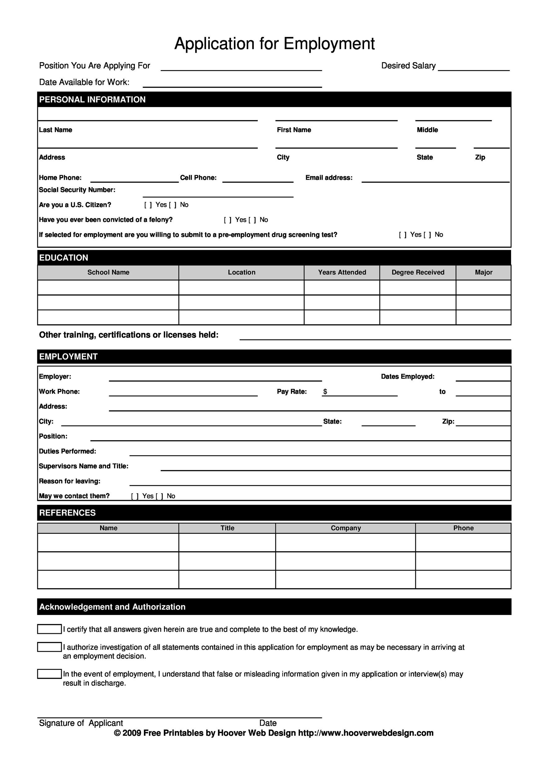 employment application form word format employment application form word format