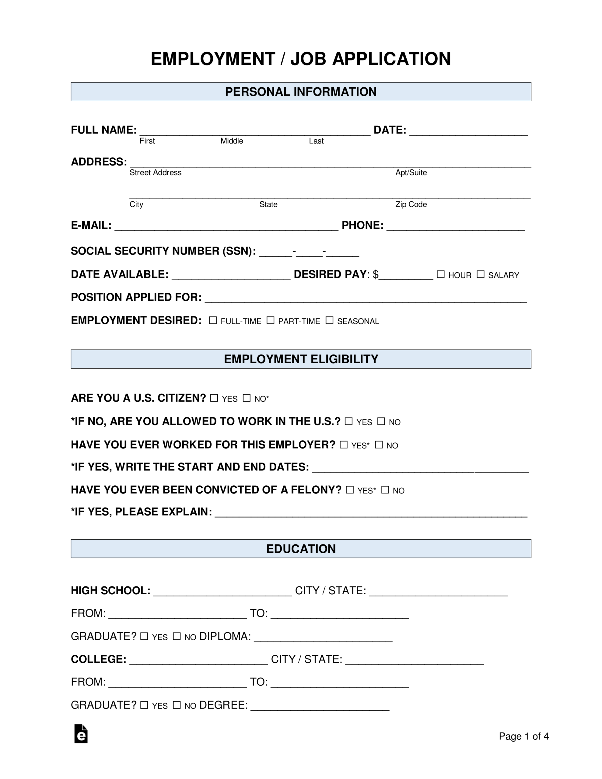 employment application template word document employment application template word document