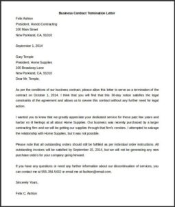 Sporting Guide Service Contract Letter Example Service Contract Termination Letter Template