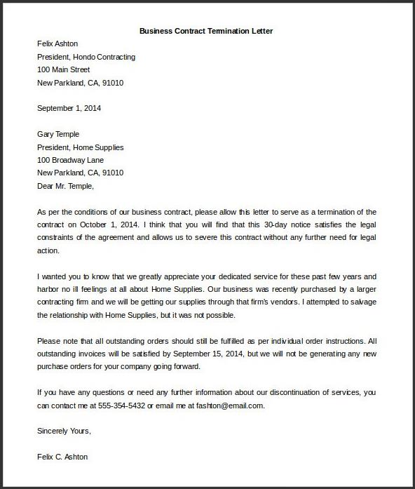 example of business contract termination letter example of business contract termination letter