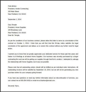 Sporting Guide Service Contract Letter Example Service Contract Termination Letter Template