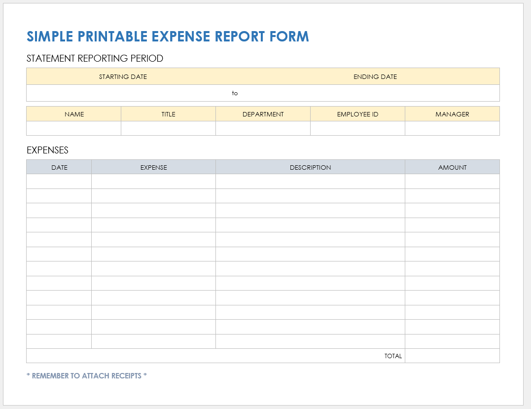 expense report template excel free download