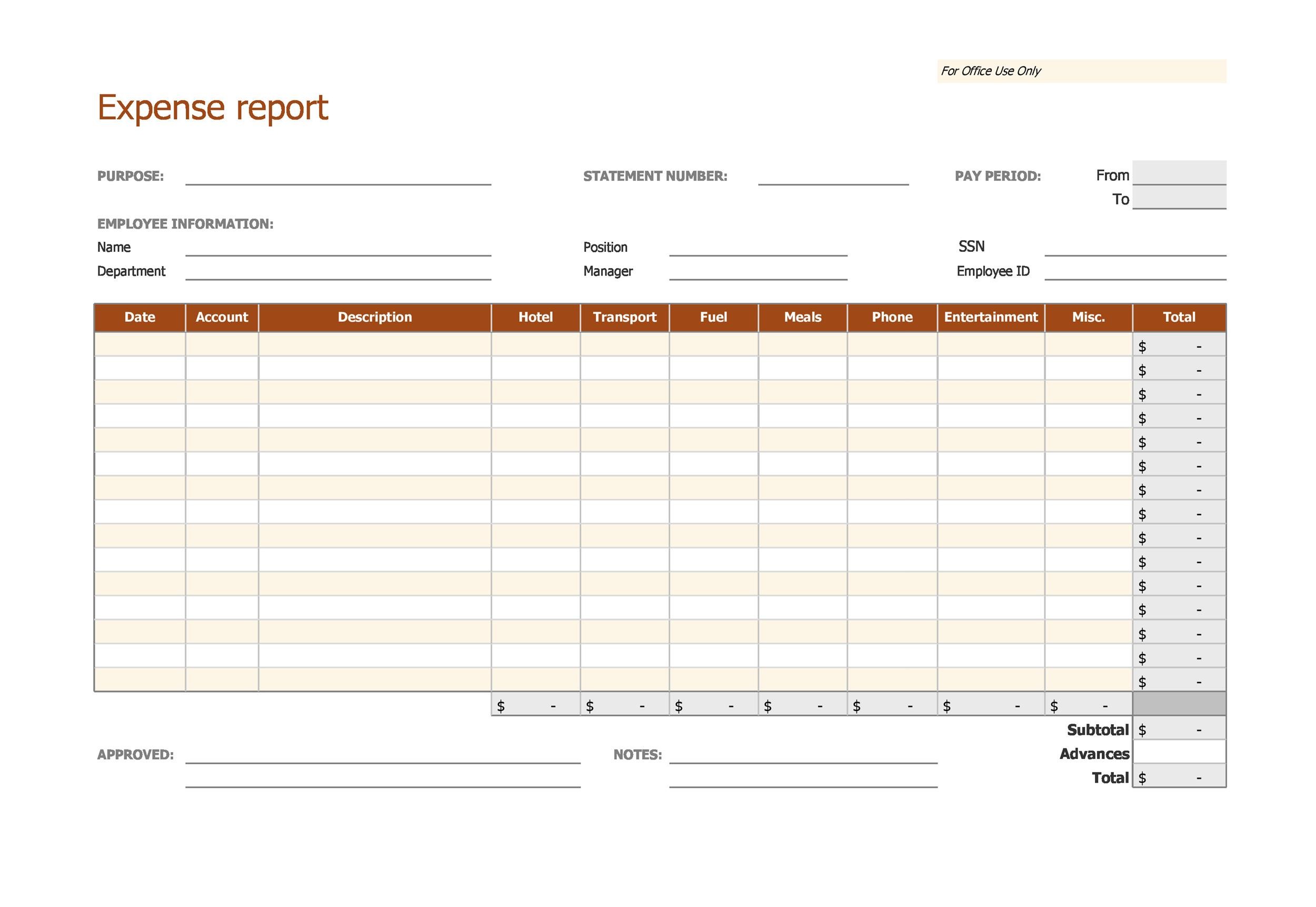 expense report template pdf