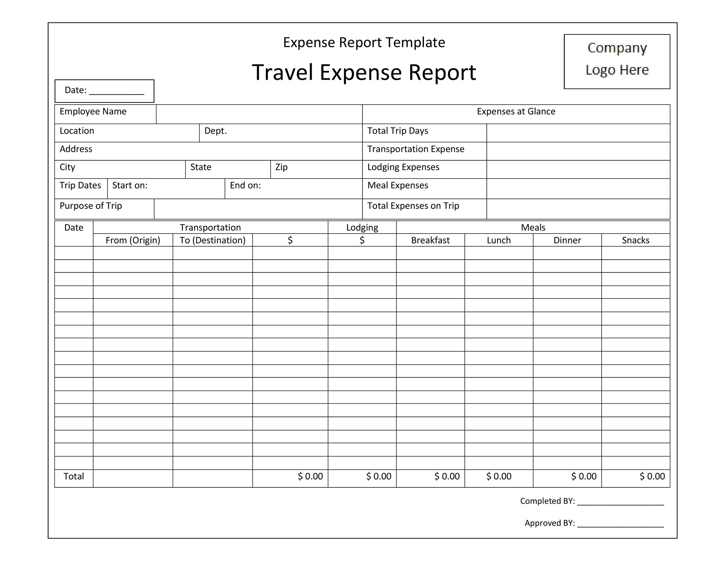 expense report template word