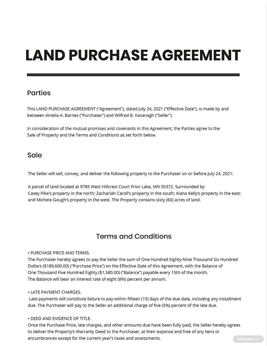 free blank land purchase agreement