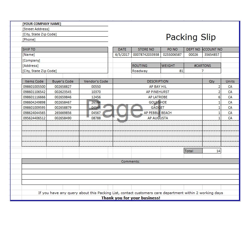 free downloadable packing slip template
