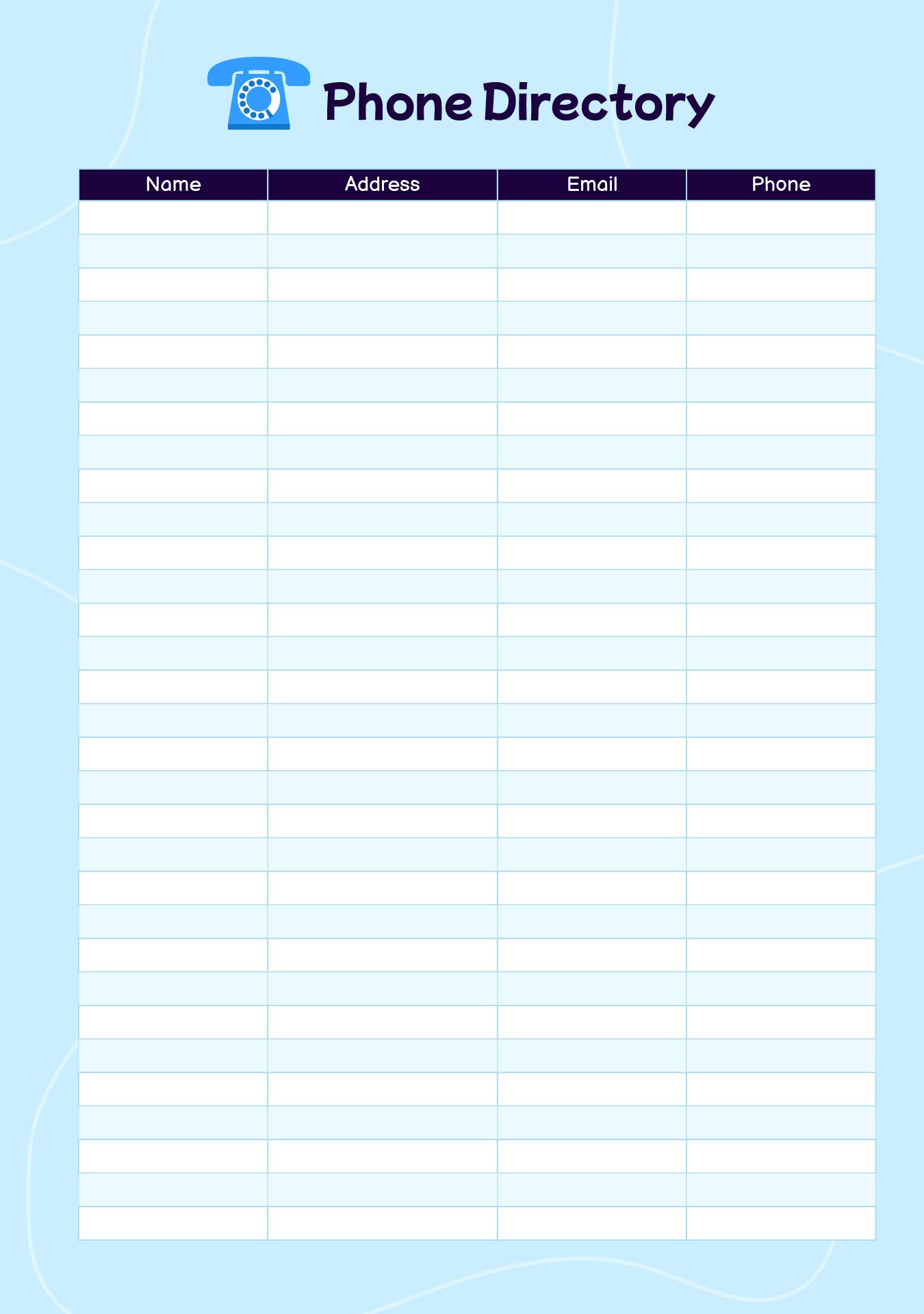 free editable phone list template free editable phone list template