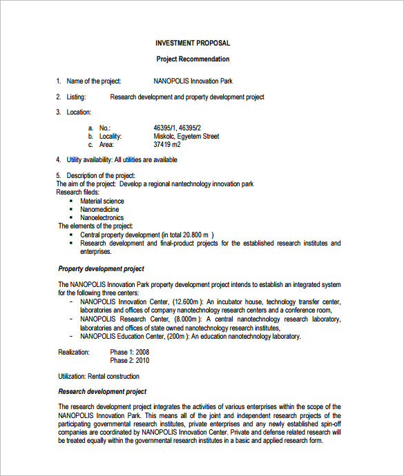 free investment proposal template word free investment proposal template word