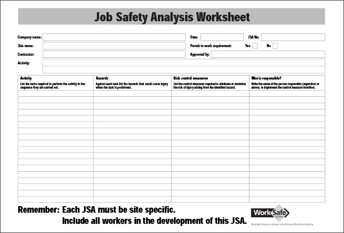 free job safety analysis template
