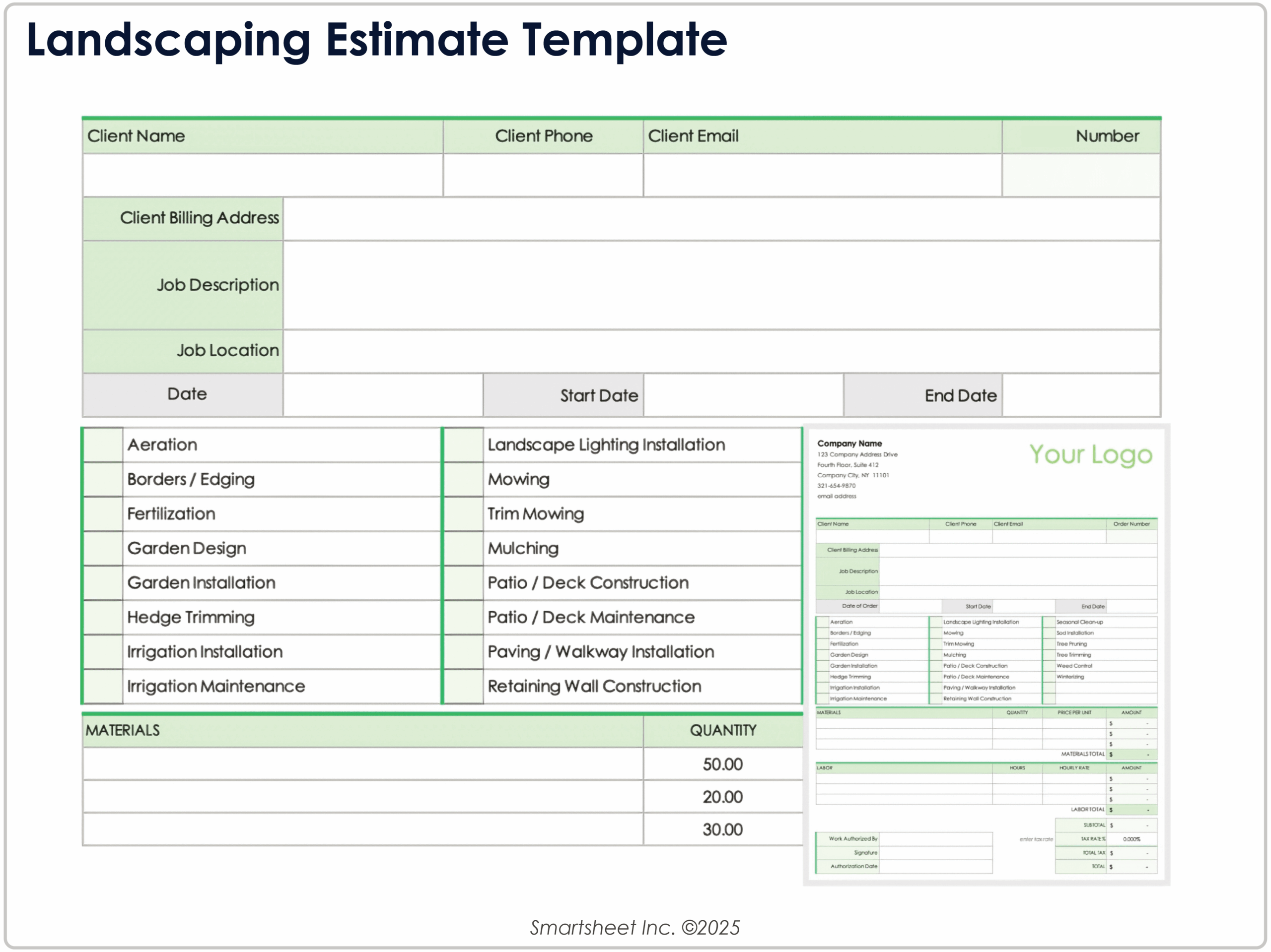 free landscaping estimate sheet template free landscaping estimate sheet template
