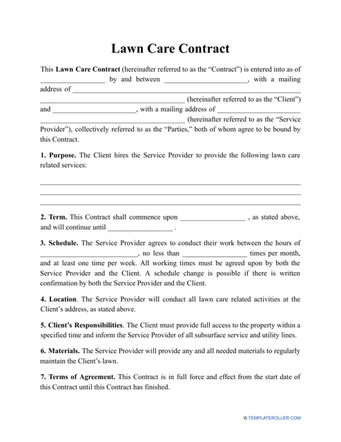 free lawn service contract template