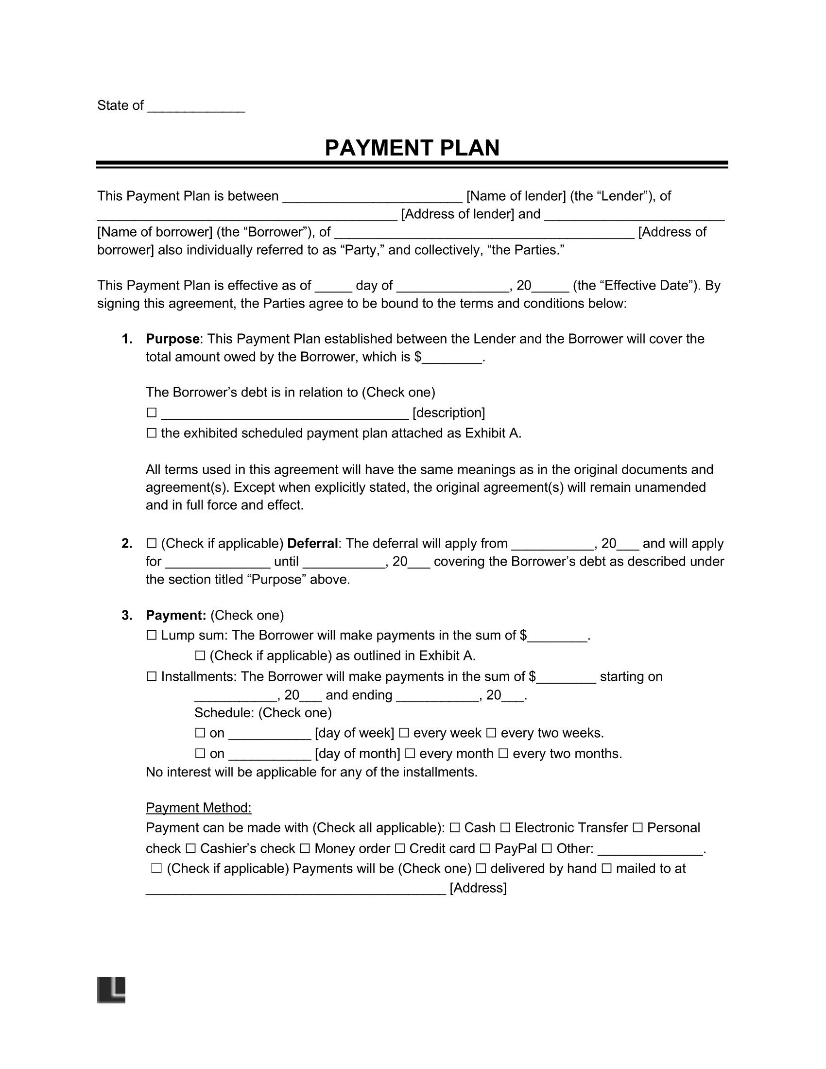 free payment plan template word free payment plan template word
