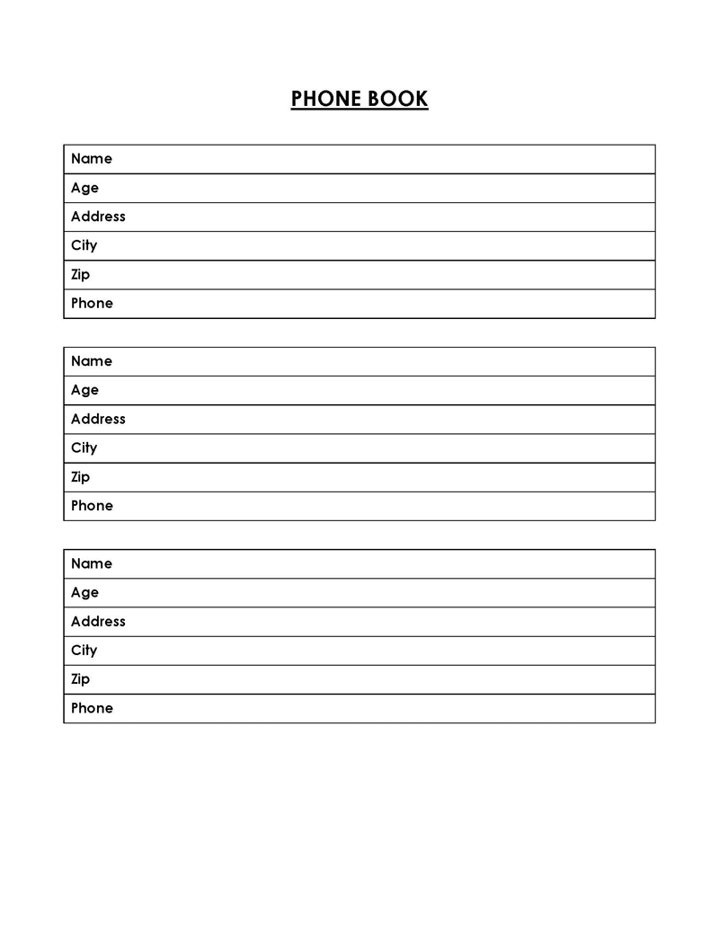 free phone book template word free phone book template word