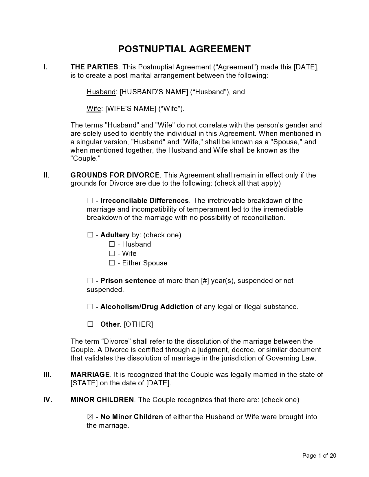 free postnuptial agreement pdf