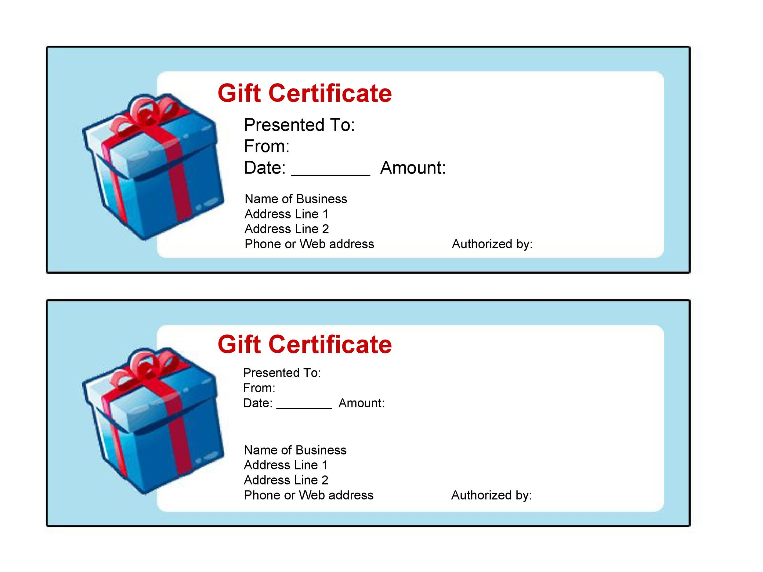 free printable gift certificate templates