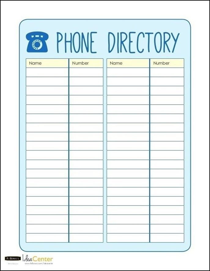 free printable phone list template free printable phone list template