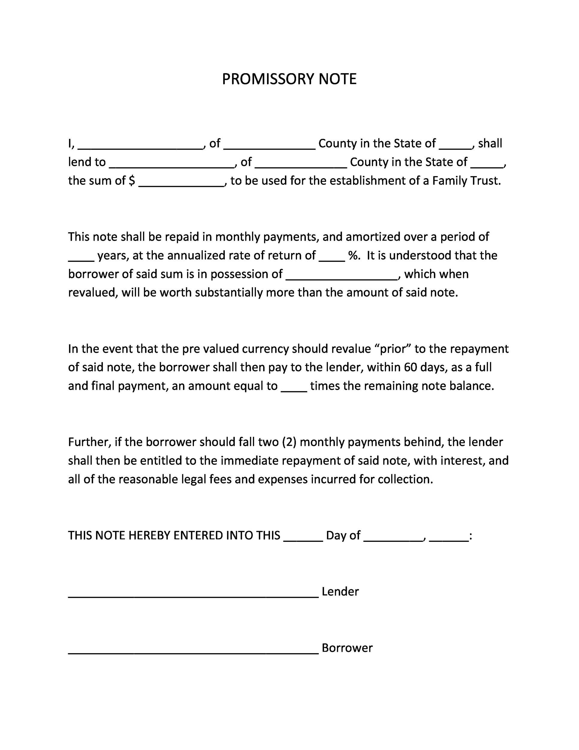 free printable promissory note agreement