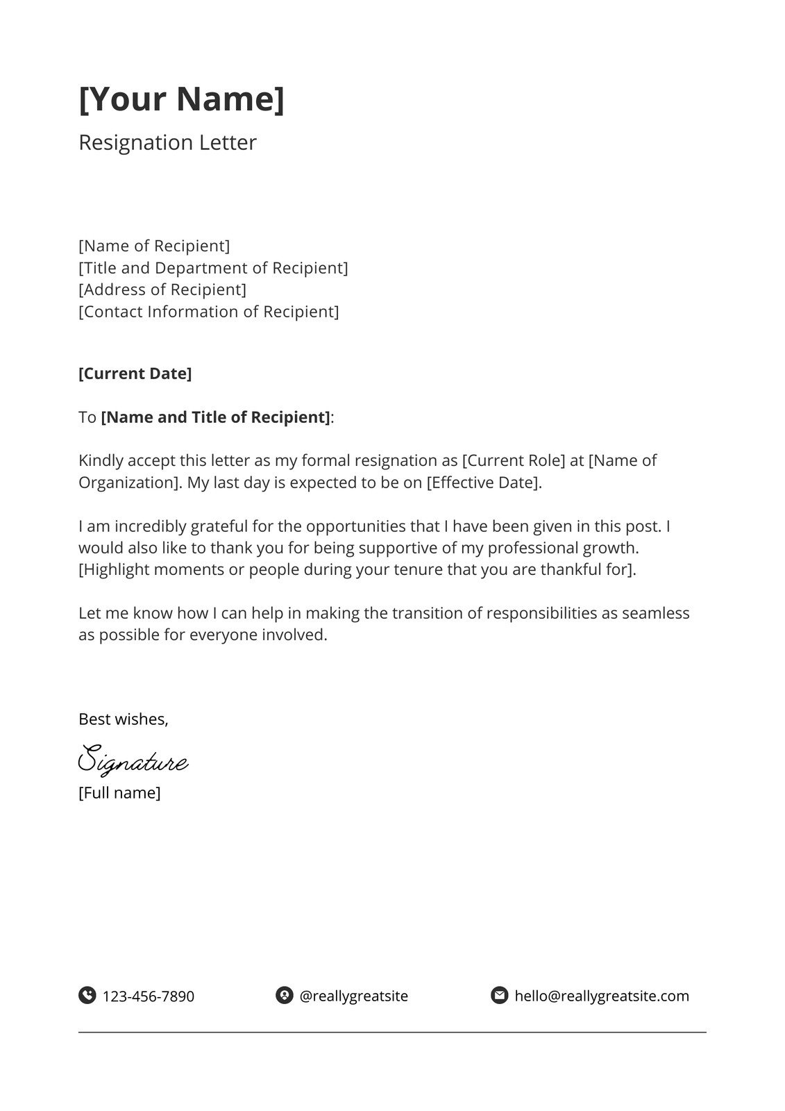free printable resignation letter templates