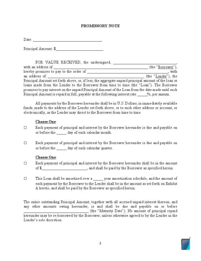 free promissory note template word