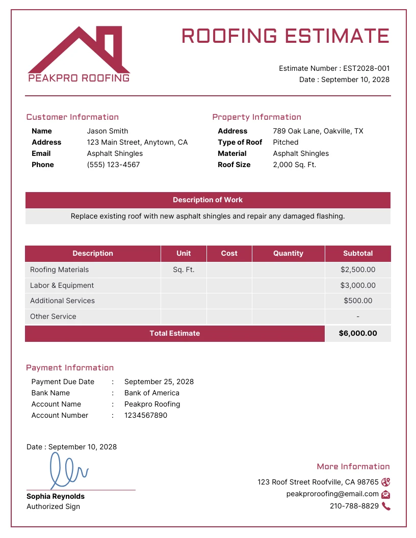 free roof estimate template excel free roof estimate template excel