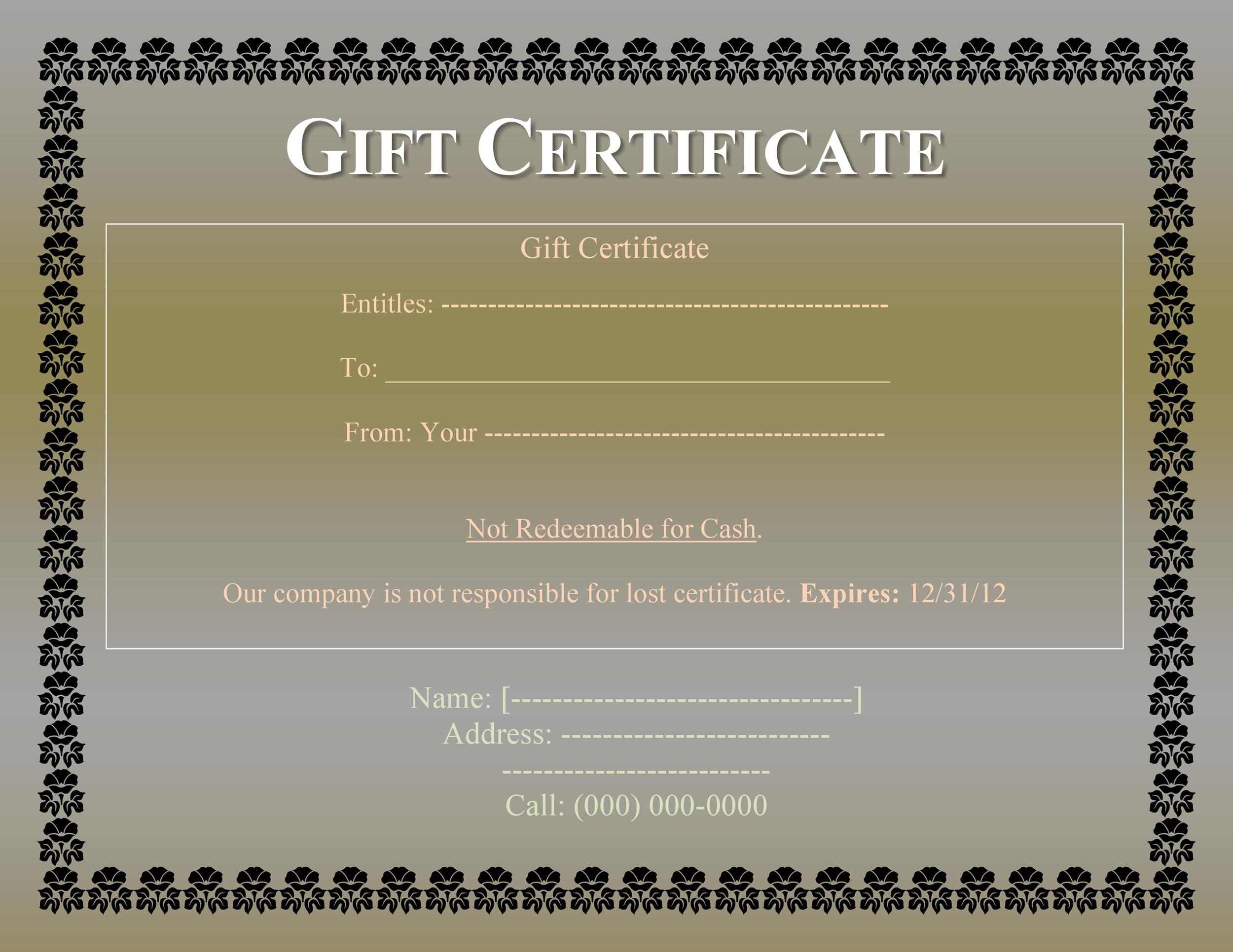 gift certificate templates for word