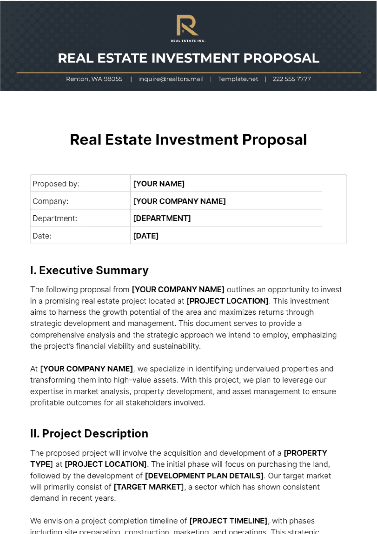 investment proposal sample investment proposal sample
