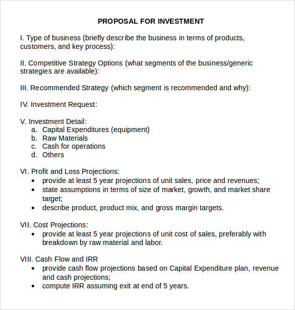 investment proposal template word investment proposal template word
