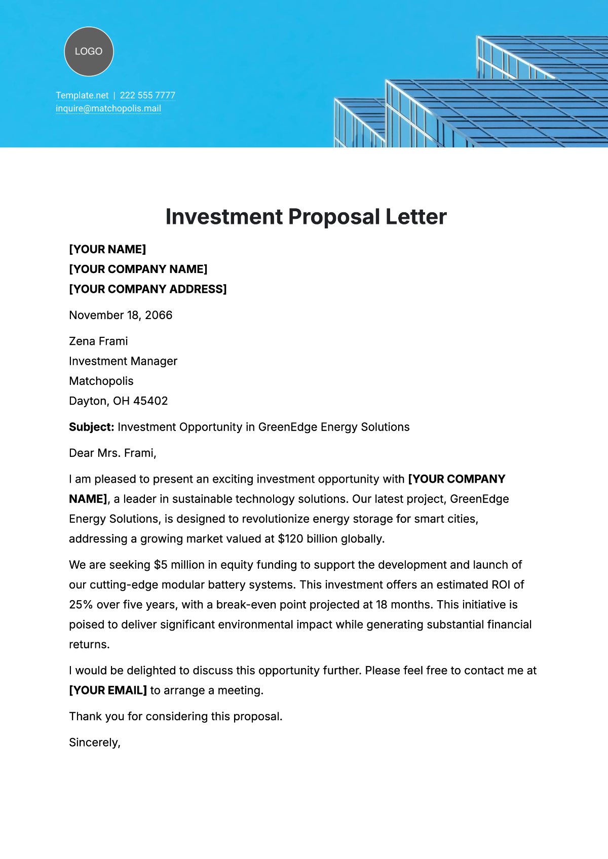 investor proposal template investor proposal template