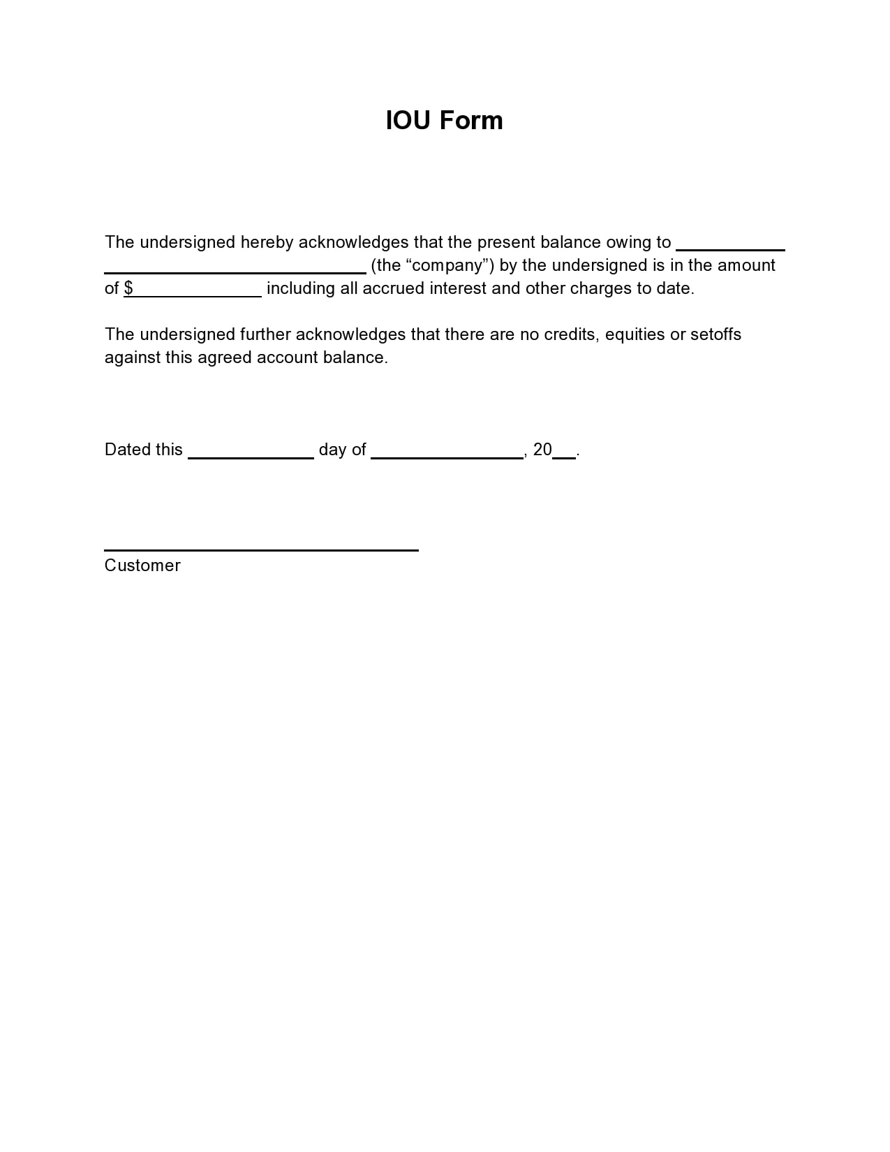iou templates free iou templates free