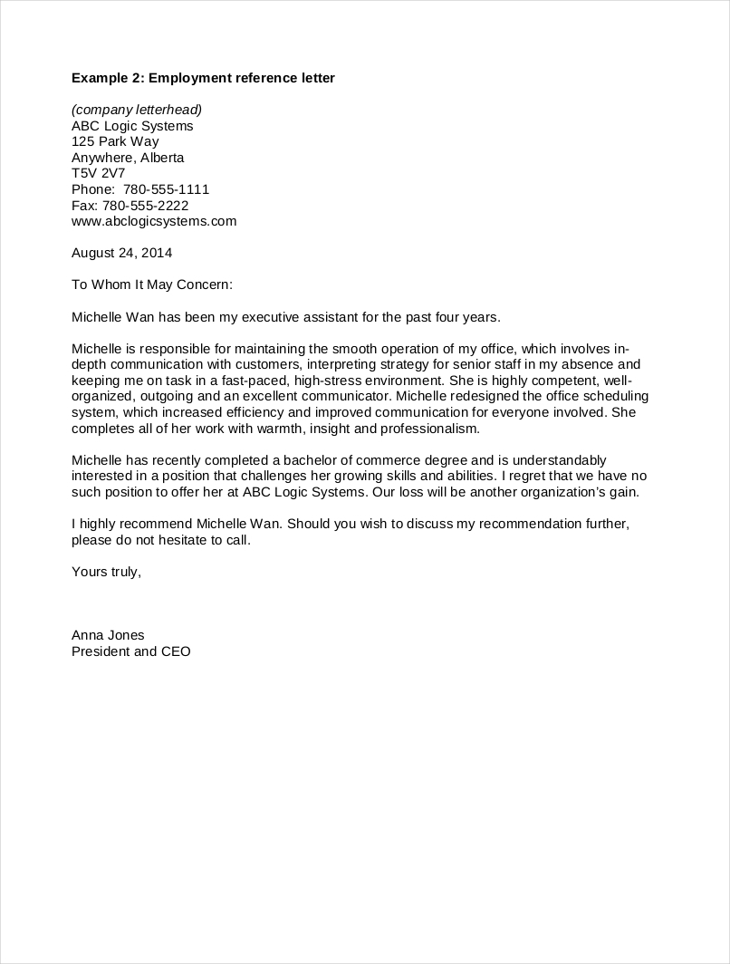 job reference letter template word