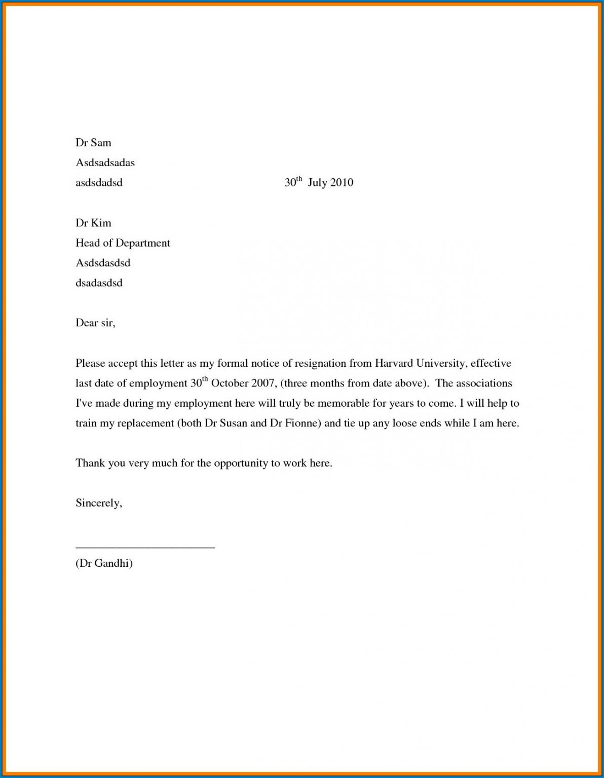 job resignation letter template uk