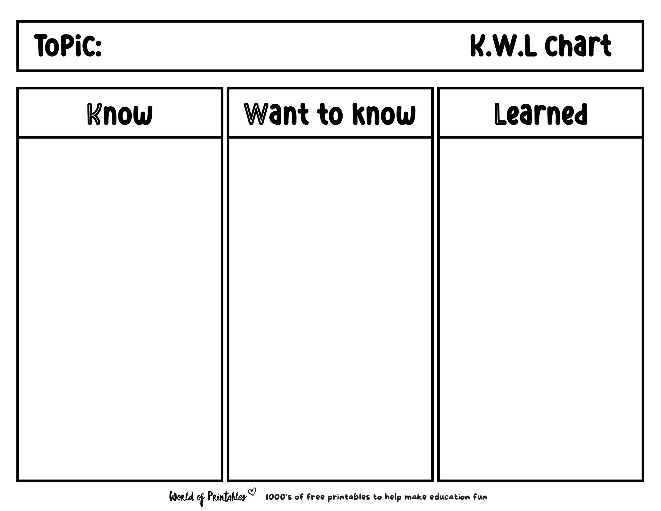 kwl chart free printable