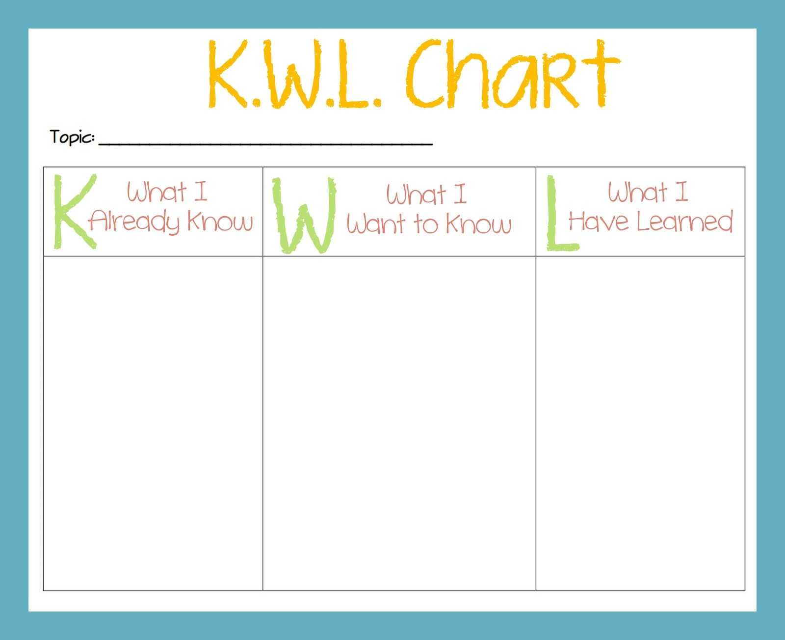 kwl chart printable