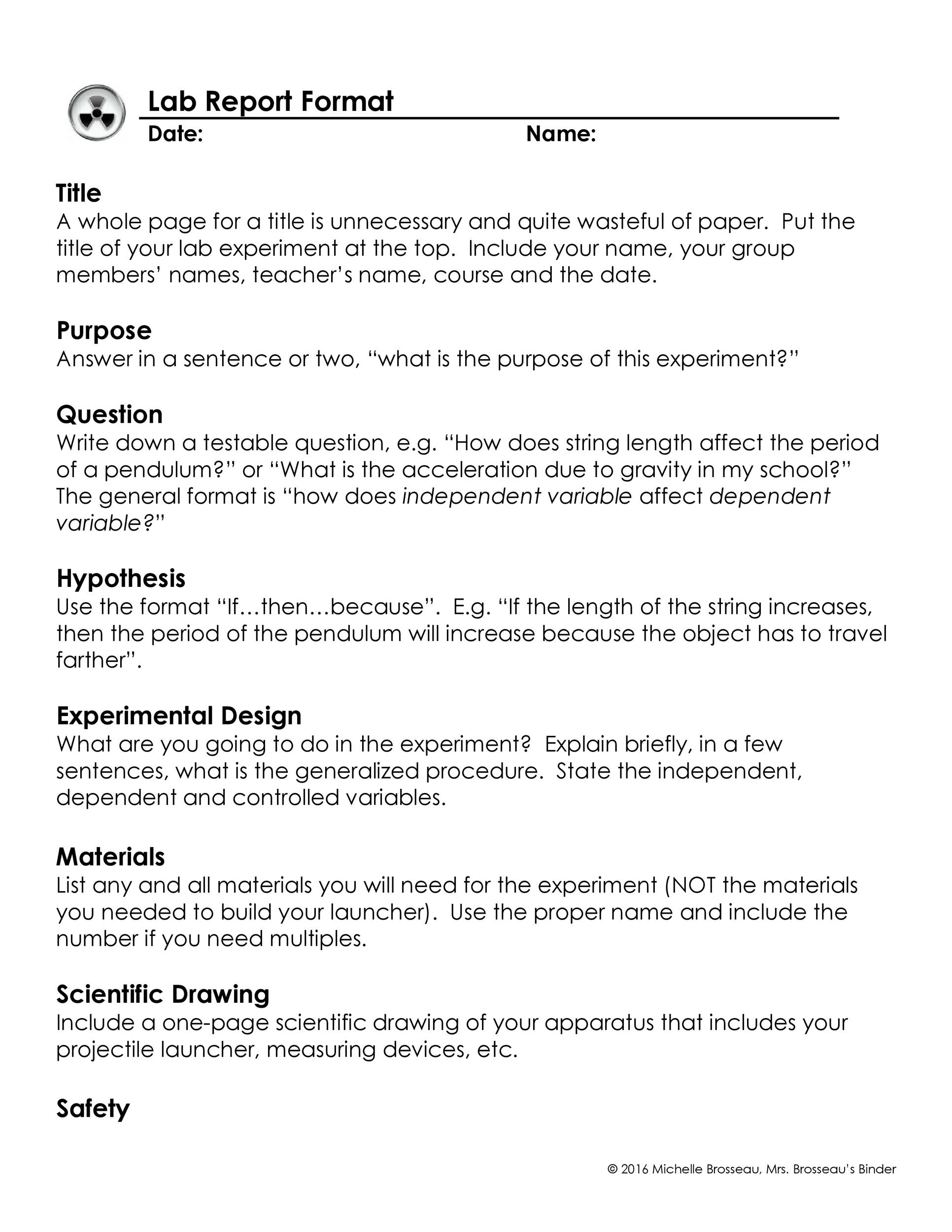 lab report format