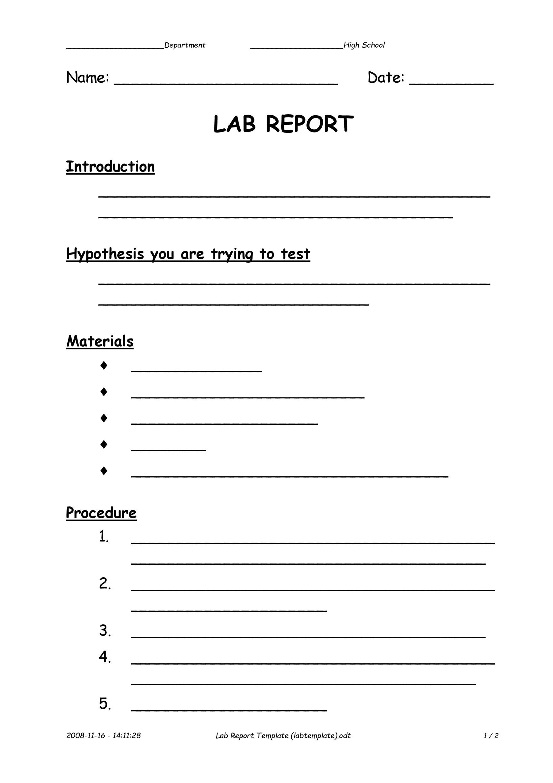 lab report template ppt