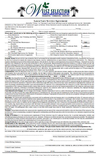 landscaping contract template word