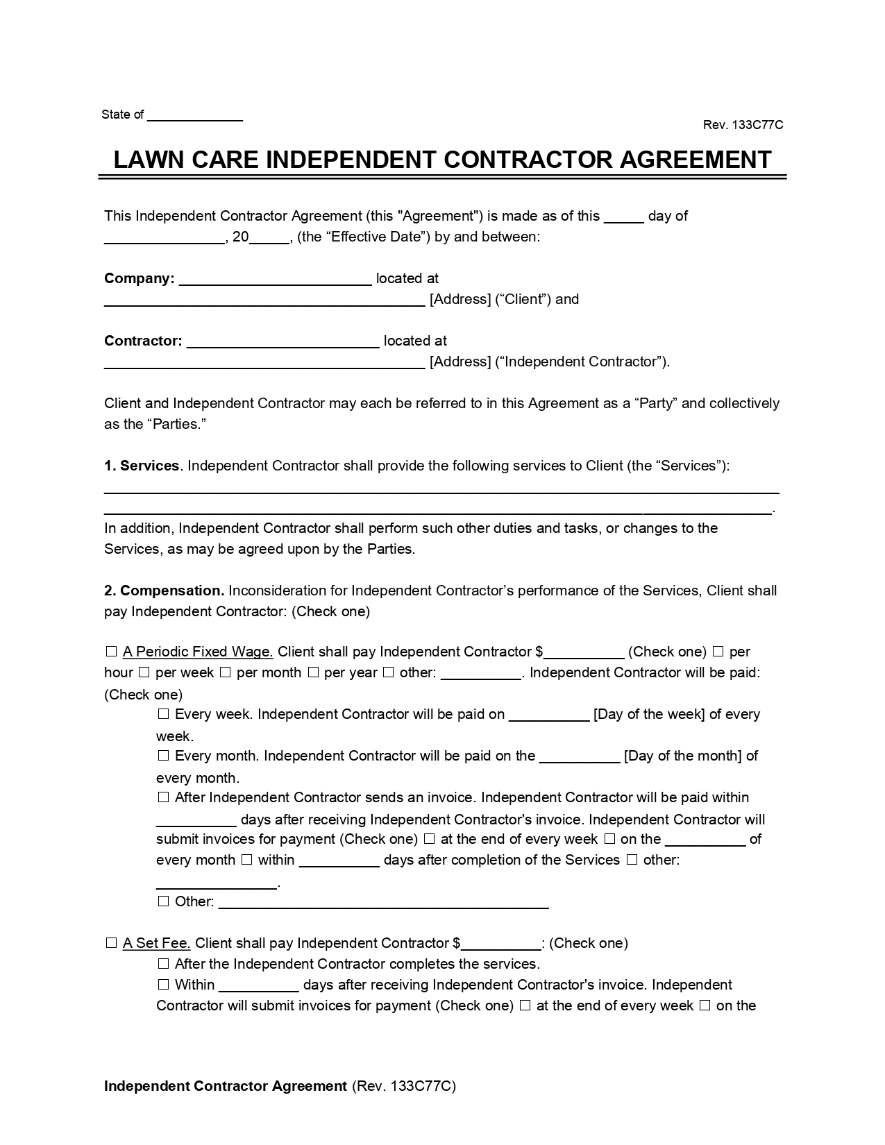 lawn care service contract template