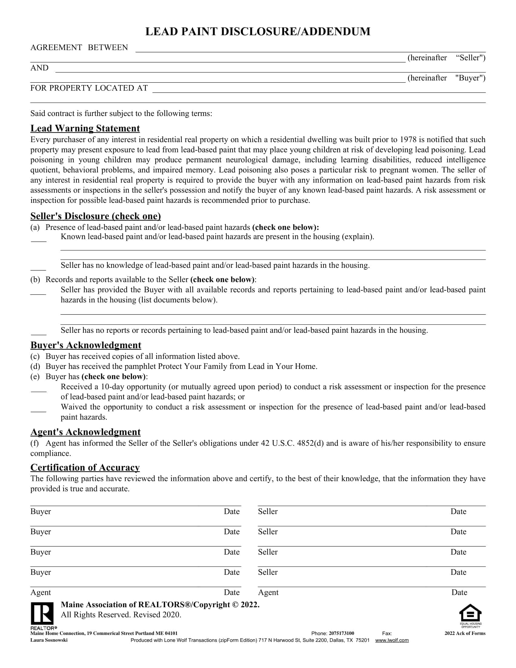 lead based paint disclosure form free printable lead based paint disclosure form free printable