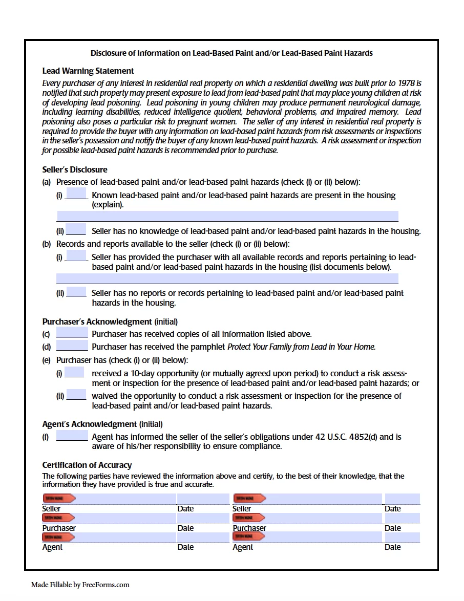 lead based paint disclosure form pdf lead based paint disclosure form pdf