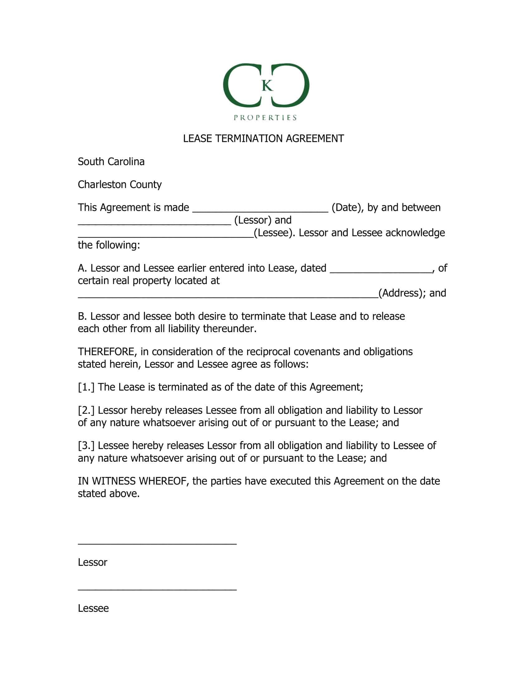 lease termination letter template word
