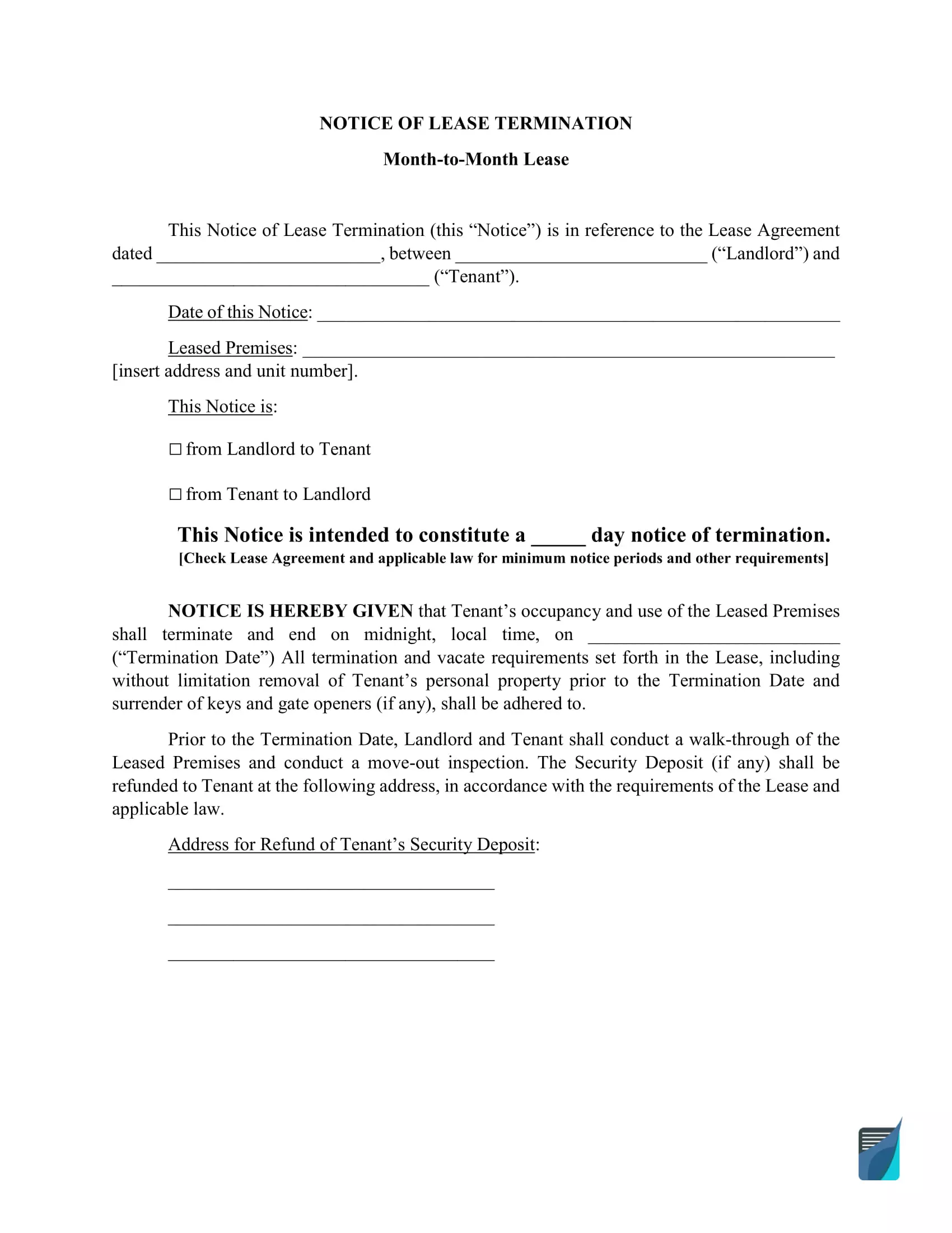 lease termination template word